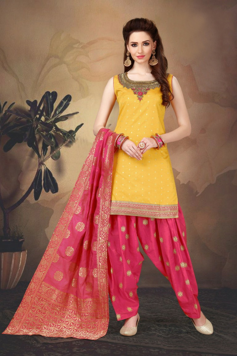 yellow pink salwar suit