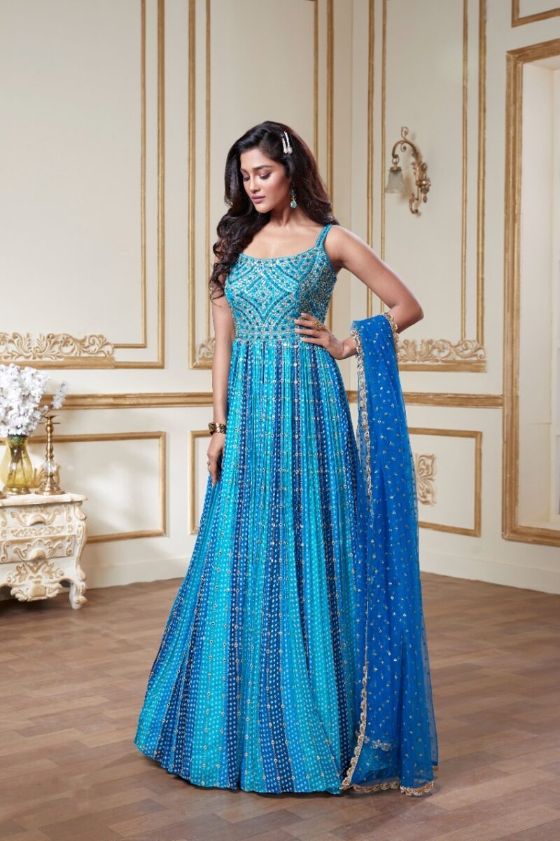 blue indian gown by fashion queen nj