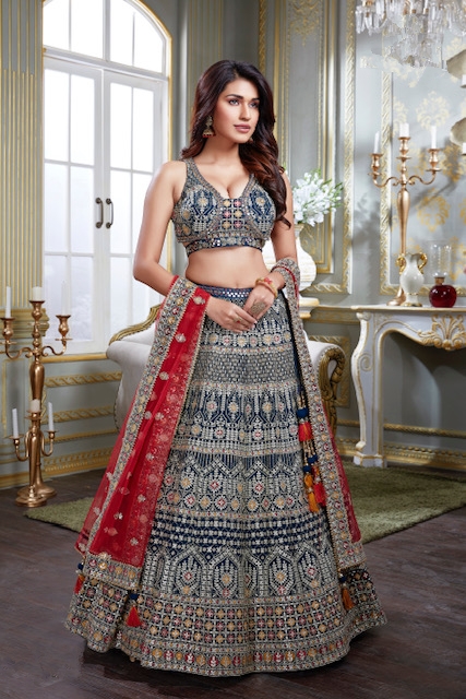 embroidered partywear lehenga by fashionqueen